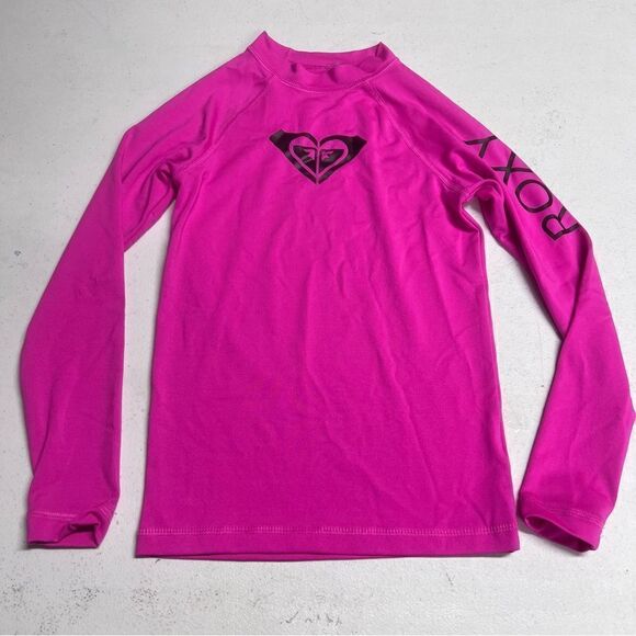 Roxy Kids Pink Swim Rashguard Shirt size small hot pink - Picture 1 of 7